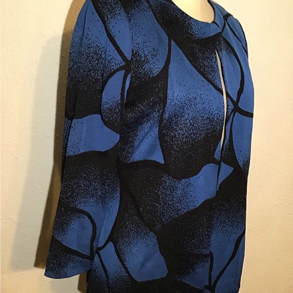 Misook blue/black open front 3/4 sleeve jacket size small - Picture 3 of 6